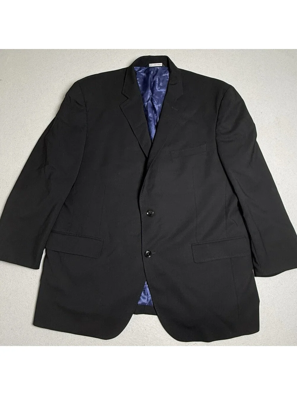 TED BAKER Suit Blazer 46 R Jacket CT 100% Wool Modern Coat Black Two Botton Blue